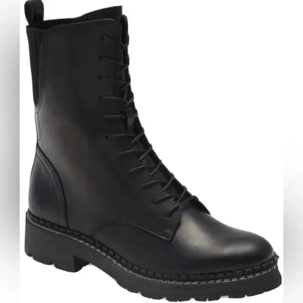 Sam Edelman Lex Combat Leather Military Zip Boots